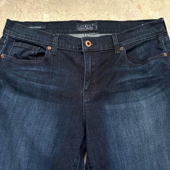 Lucky Brand Sofia Skimmer Dark Blue Cropped Jeans Size 14/32 - Picture 5 of 10